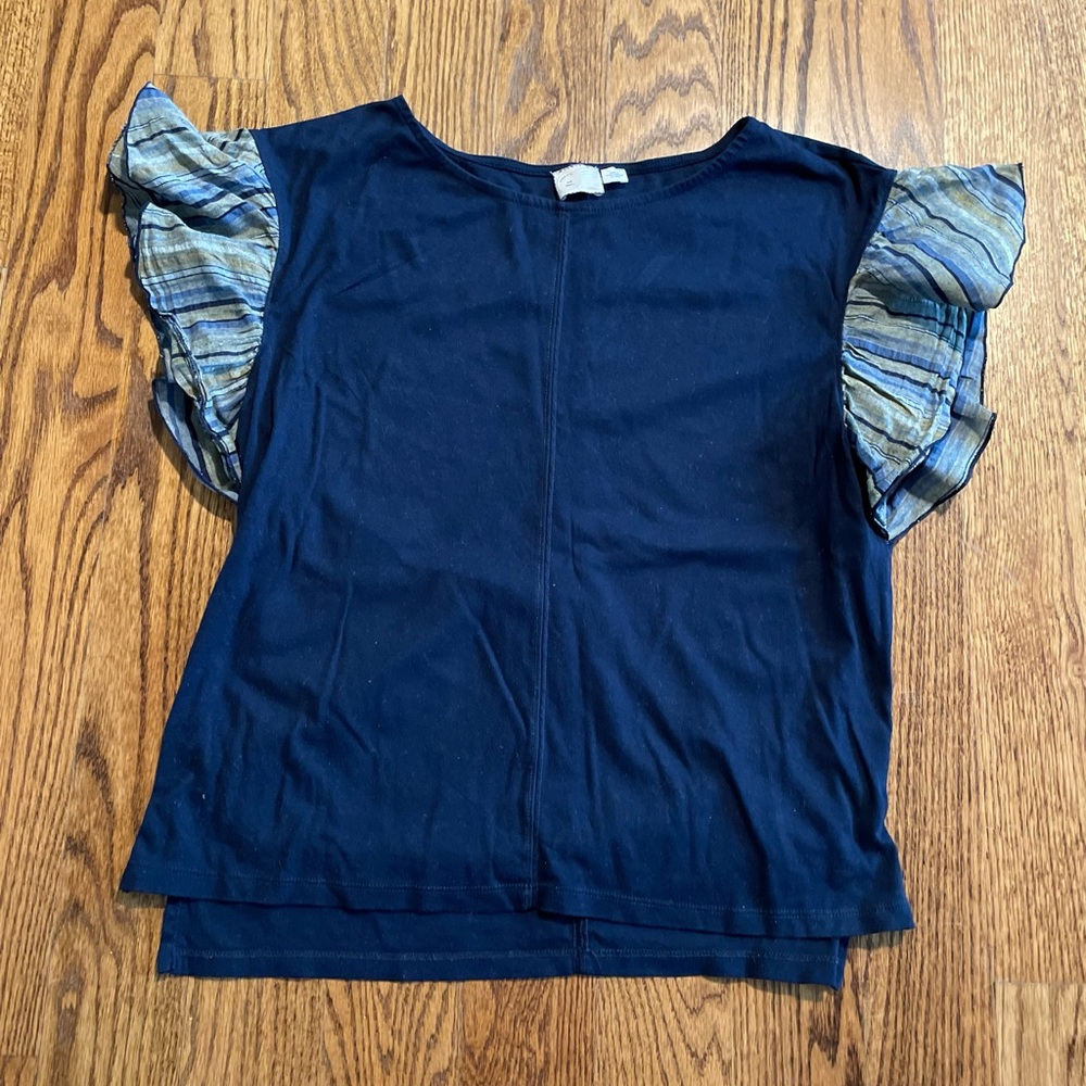 Anthropologie top with flutter sleeves, size S